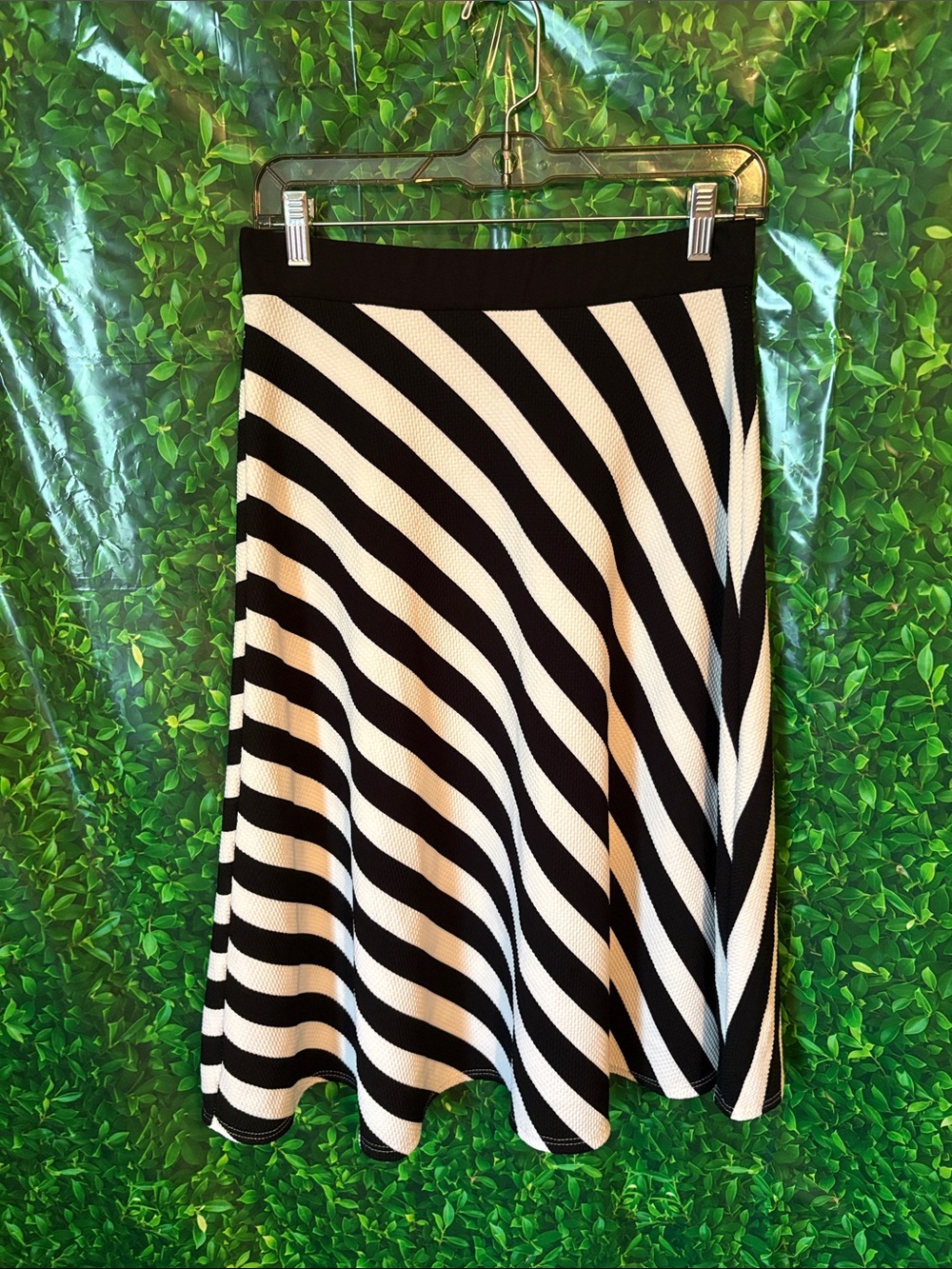 Navy and White Striped A-Line Skirt